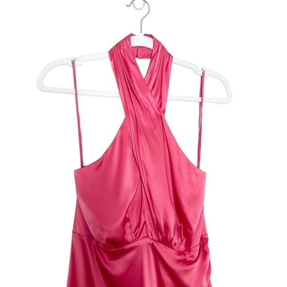 Cinq à Sept Arianna Silk Ruffle Midi Dress Pink Candy Size 6 NWT - Picture 4 of 9